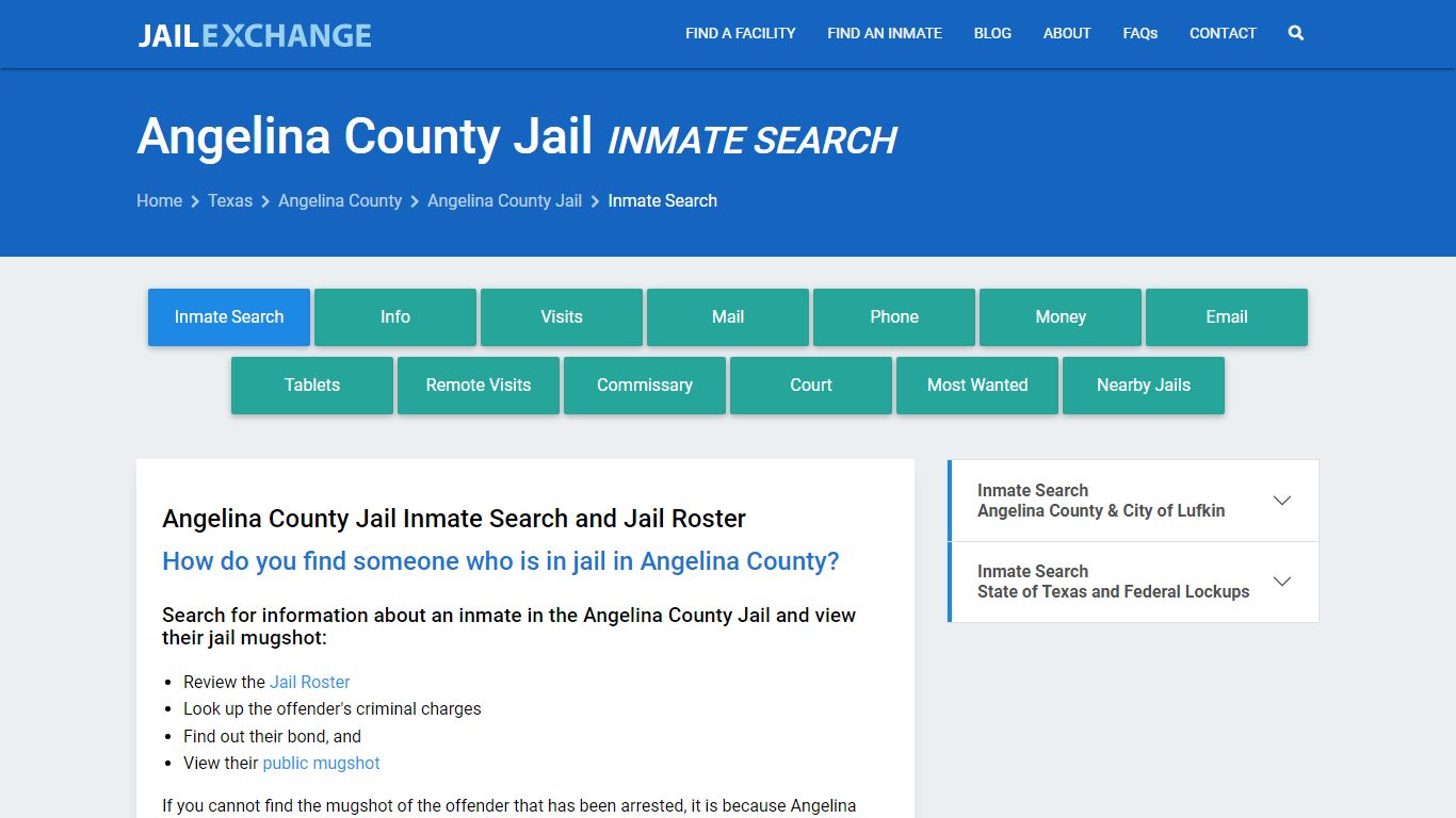 Inmate Search: Roster & Mugshots - Angelina County Jail, TX