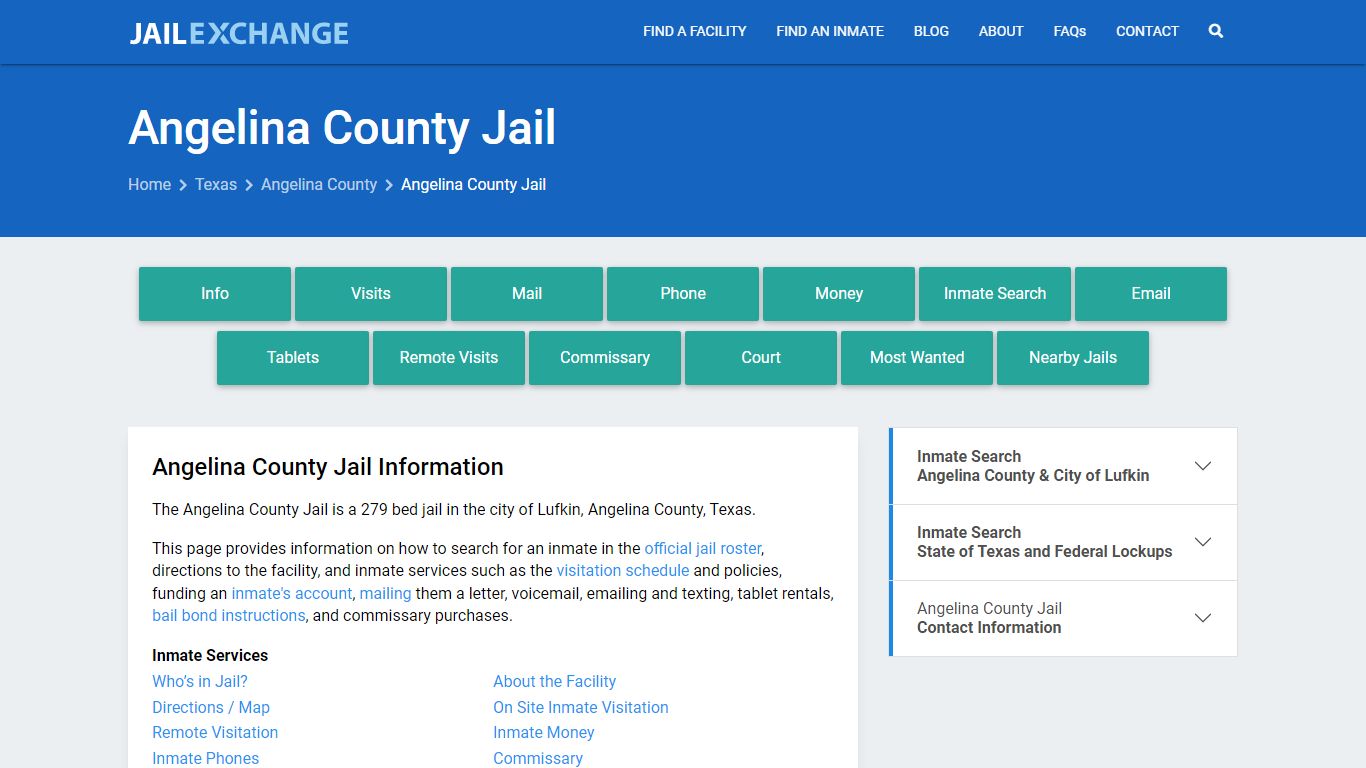 Angelina County Jail, TX Inmate Search, Information